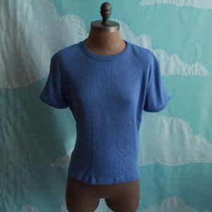 Vintage Shoulder-pad Ribbed T-Shirt L